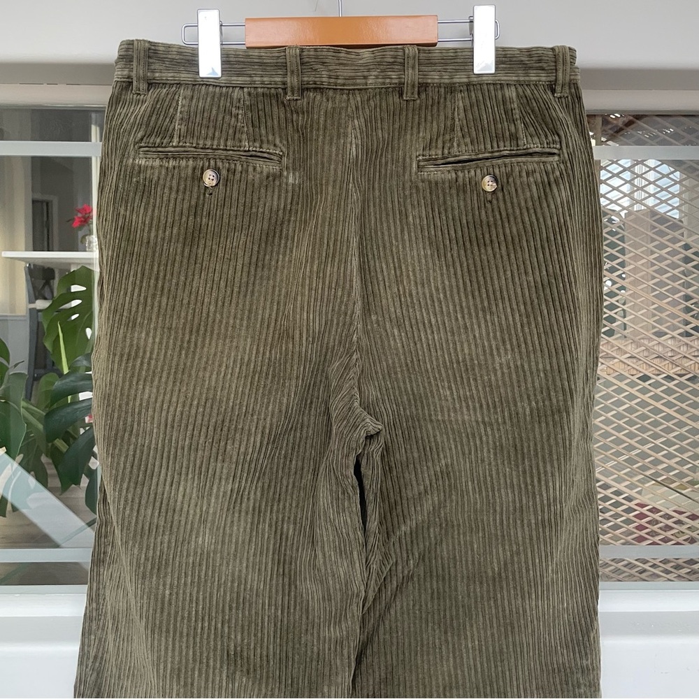 SOLD Vintage 90s TOMMY HILFIGER Green Corduroy Pants Men’s Size 34 Inseam 25” - Picture 5 of 10